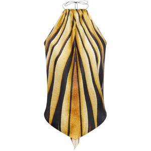 25 FW 로베르토 카발리 레이 오브 골드톤 프린트 홀터넥 실크 탑 TKT6014QM33 TP432349924