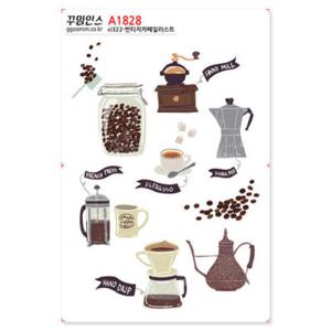 아트박스/꾸밈인스 A1828-꾸밈인스스티커_빈티지카페일러스트