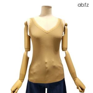 [에이비에프지]레이스 디테일 민소매 골지 니트 APZ2HW39F
