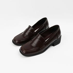 [신난다슈] 여성 구두 펌프스 힐 4cm 여자 페니 로퍼 힐 단화 발편한 통굽 CA252418 브라운