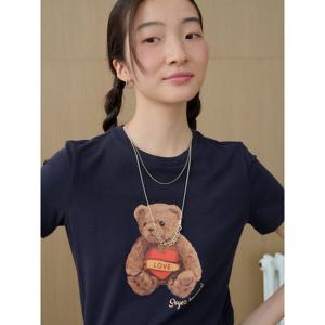 (165842AY5R) [에잇세컨즈] 베어 크롭 반소매 티셔츠  네이비