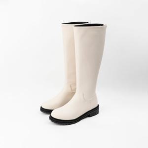 [신난다슈] 여성 롱부츠 4cm 여자 롱 워커 부츠 발편한 통굽 둥근코 낮은굽 MRO255193 아이보리
