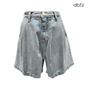 [에이비에프지]반 밴딩 원핀턱 하이웨이스트 데님 핫 팬츠 APZ3ZE31H