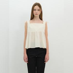 [올리브데올리브]어깨 리본장식 페플럼 슬리브리스 블라우스 OW5MB550