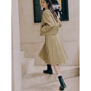 [빈폴레이디스]자수 디테일 플리츠 스커트 베이지 (BF4827S01A)