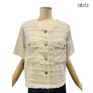 [에이비에프지]체크패턴 숫 디테일  반팔 트위드 재킷 APZ2QJ02E