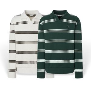 [헤지스] 남성 스트라이프 오픈카라 맨투맨 HZTS5D345