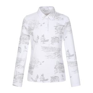 [핑] 여성 프린팅 카라 긴팔 티셔츠 121E3TO181_WH