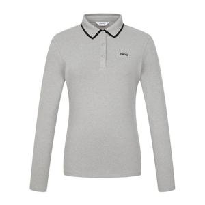 [핑] 여성 카라 배색 포인트 긴팔 티셔츠 121E3TO052_MG