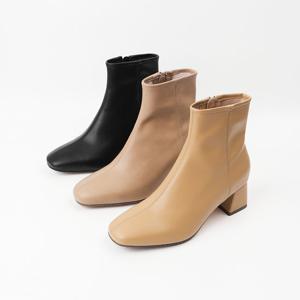 [신난다슈]여성 앵클 부츠 힐 5cm 여자 숏 앵글 부츠 소가죽 발편한 통굽 사각코 MRO257049