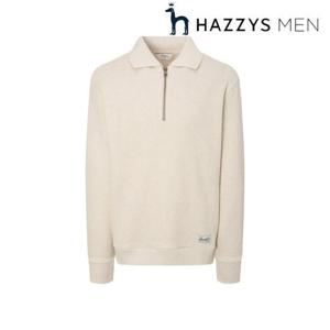 헤지스 남성 (HZTS5D602IV) 아이보리 니트라이크 카라형 하프집업 맨투맨