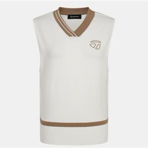 테일러메이드  2025 F W 여성 배색 브이넥 니트 베스트 TWSVO7122-101 화이트