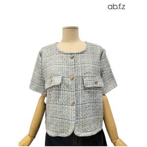 [에이비에프지]체크 패턴 포인트  반팔 트위드 재킷 APZ2ZJ01E