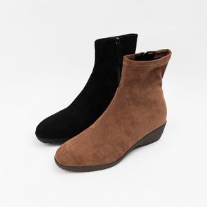 [신난다슈] 여성 앵클부츠 4cm 스판 웨지힐 숏 앵글 부츠 스웨이드 발편한 통굽 MRO255200