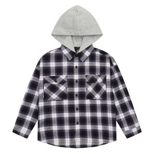 [소이][소이] 여아 후드 탈부착 아웃포켓 체크 셔츠 21W5382_BK