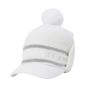 [세인트앤드류스]여성 배색 라인 폼폼 이어워머 니트캡 821E4CP092