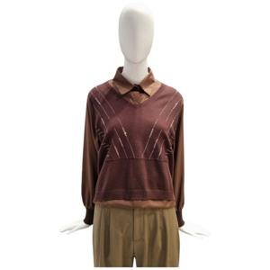 [페이지플린]스팽글 니트 배색 긴팔 블라우스 F5CBL506