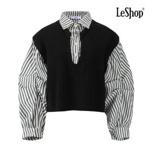 [르샵]니트 배색 스트라이프 셔츠 BPABL006A