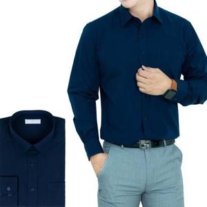 남자 네이비 남색 부드러운 긴팔 와이셔츠_RFV11209
