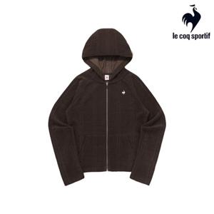 [르꼬끄] 여성 슬림핏 약기모 케이블 후드 집업 QQ422OFTN1_BRW