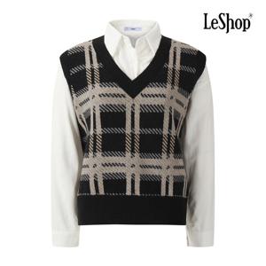 [르샵]체크 니트 베스트 레이어드 셔츠 BPABL012A