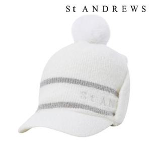 세인트앤드류스  (821E4CP092) 여성 배색 라인 폼폼 이어워머 니트캡