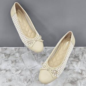 [탠디]패턴 콤비 리본 플랫슈즈 X2HS50DS59 G-BEIGE 1SD JJ