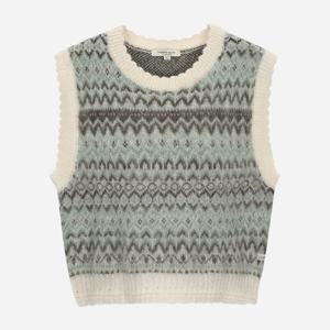 [써스데이아일랜드]자카드 라운드넥 니트 베스트 T258MVT251W