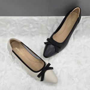 [탠디]여성 리본장식 펌프스 X2HS42DY034 IVORY BLACK 4DC JJ