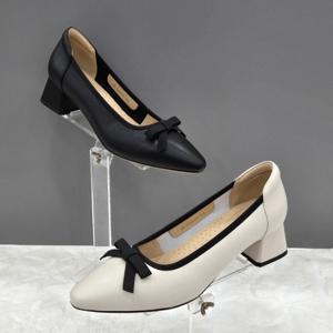 [탠디]여성 리본장식 펌프스 X2HS42YH034 IVORY BLACK 1DC JJ