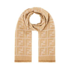 펜디 여성 FF 자카드 숄 샌드 코튼 스카프 실크와 울 FXT445AOJ0 F0UBY