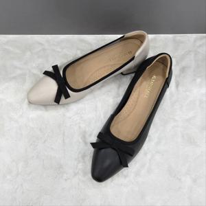 [탠디]여성 리본장식 펌프스 X2HS42IZ034 IVORY BLACK 3DC JJ