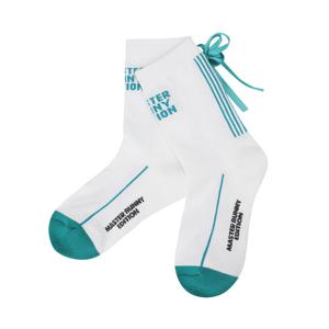 [마스터바니] 여성 배색 자카드 리본 논슬립 중목 양말