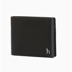 [헤지스ACC] 블랙 라인배색 소가죽 반지갑 HJWA6E032BK