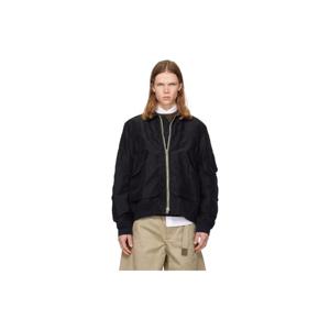 사카이 점퍼 블랙 나일론 트윌 블루종 보머 재킷 261445M175009