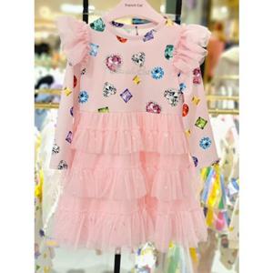 [프렌치캣 9D] 핑크 보석나염 별 샤 원피스 (Q51DCO100S)