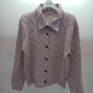 Latium HC06 봄느낌 셔츠카라배색 꽈배기 니트티형 가디건 T2613cd05P