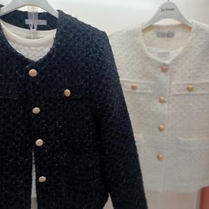 Latium HC06 크롭 봄느낌 비즈배색 주머니 라운드 트위드쟈켓 T2613jk01