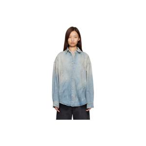 아크네 셔츠 블루 페인팅 디자인 데님 셔츠 261129F109010