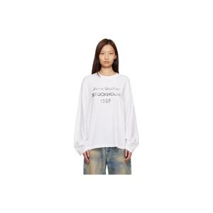 아크네 티셔츠 화이트 로고 티셔츠 261129F110003