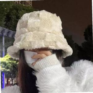 여성 가을 겨울 쁘띠 벙거지 모자 체크무늬 버킷햇