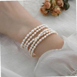 큐티 비즈 밴딩 천연 팔찌 심플 쌀진주 담수진주