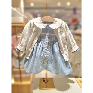 (밍크뮤10) 26봄신상 HK(BL)스칼럽플라워카라원피스가디건SET (S3611540002)