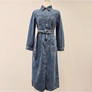 [비지트인뉴욕]데님 벨티드 롱원피스 VC3DV11