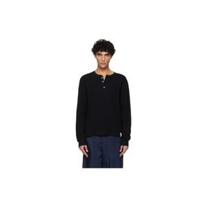 25 FW 폴로 랄프로렌 남성 블랙 어센틱 와플 헨리 셔츠 252213M211000