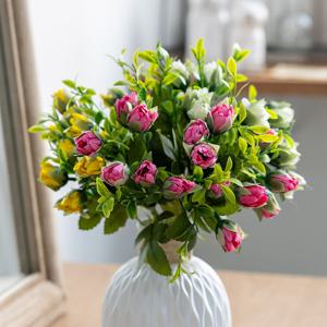 장미 조화 봉우리부쉬 28cm 5컬러 인테리어 꽃 장식 소품 웨딩 부케