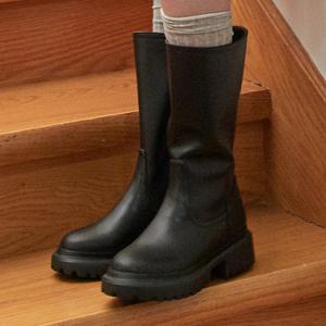 [허시파피] 여성 소가죽 청키 미들 부츠 - 3FR6004