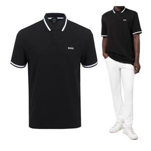 보스 로고 코튼 남성 카라 티셔츠 50472024 001