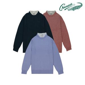 [크로커다일] 버티컬 조직 라운드 레이어드 니트 CDAAAKT3351