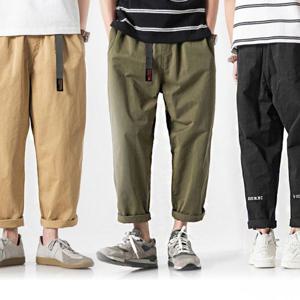 밑단 롤링 남자 데일리 바지 배기 면 바지 팬츠